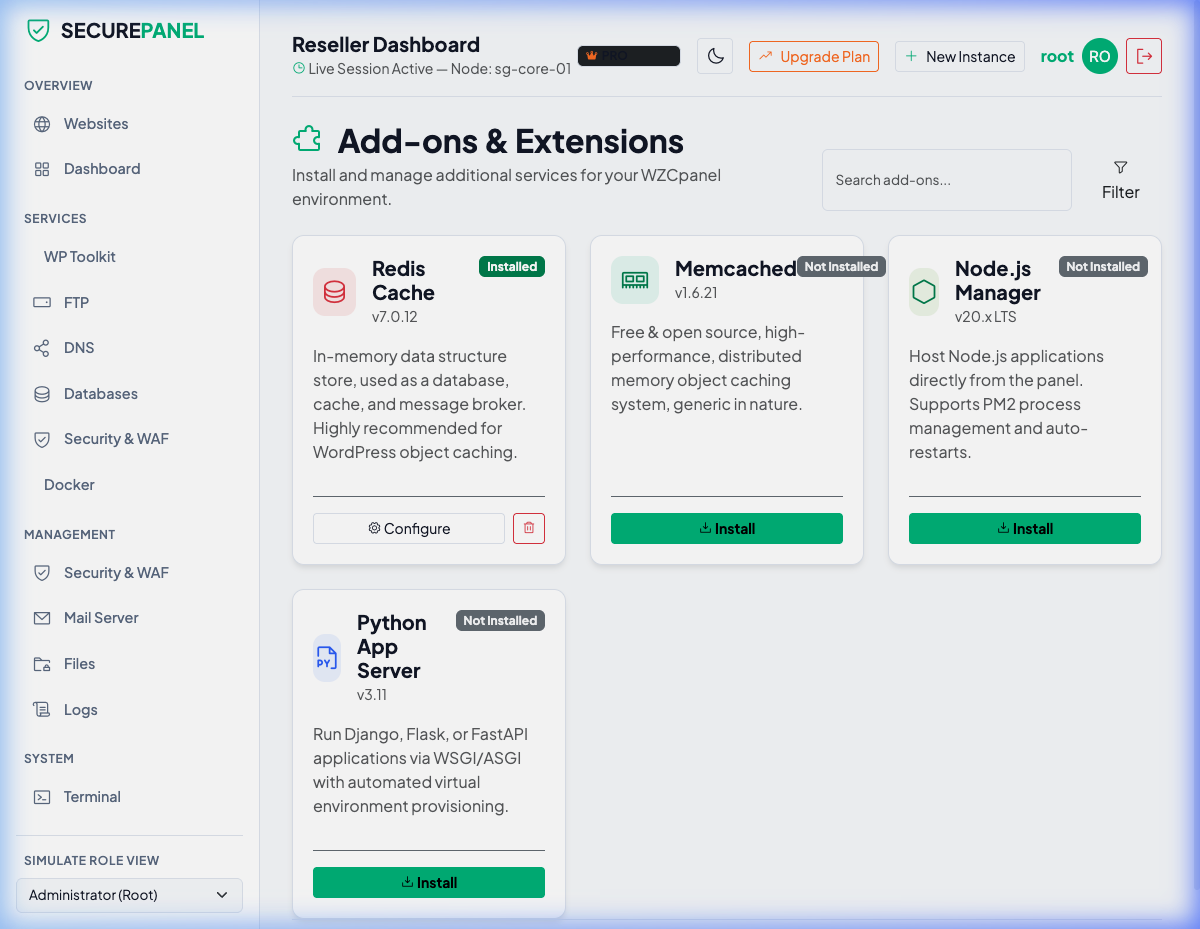 Add-ons Marketplace Light