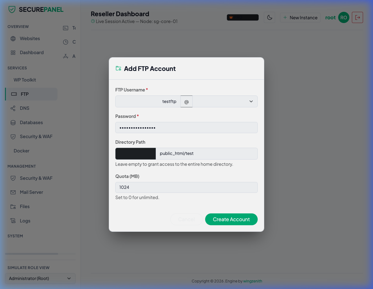 FTP Account Management