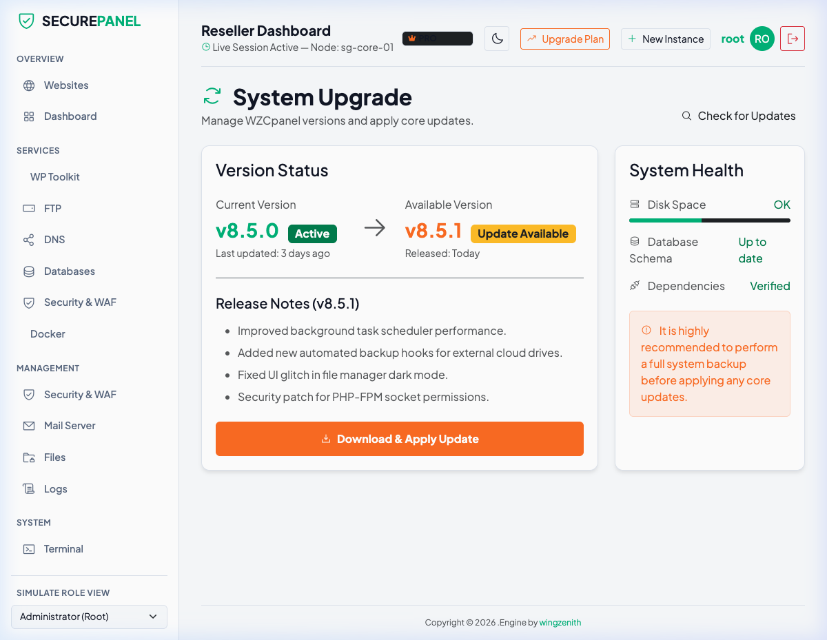 System Upgrade & Health